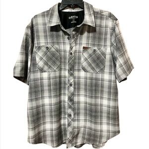 Men’s Orvis Classic Short Sleeve Black Plaid Shirt Size L
